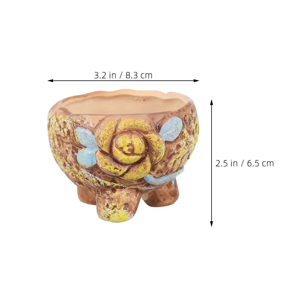 Artistic Hand-Painted Ceramic Succulent Planter Mini Terracotta Flower Pot for Herbs Cacti Fairy Garden Indoor Balcony Decor