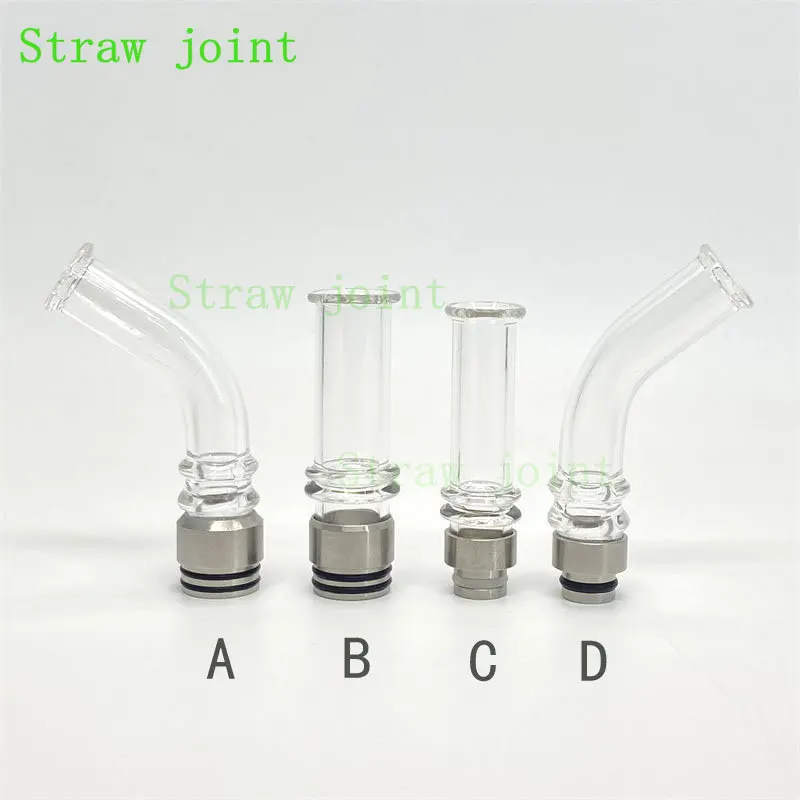 

1 Pcs 510 810 Stainless Steel+Glass Long Straight Dripper Curved Straw Joint