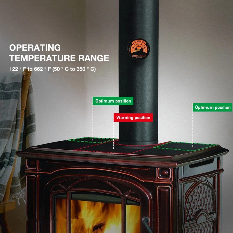 5 Blades Heat Powered Stove Fan Log Wood Burner Eco Friendly Fan Quiet Home Black Fireplace Fan Efficient Heat Distribution New