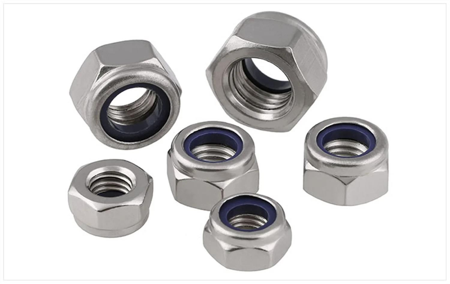 3-100pcs M2 M2.5 M3 M4 M5 M6 M8 M10 M12 Stainless Steel Nylon Lock Nut Self Locking Hex Nut Nylon Insert Jam Stop Nut