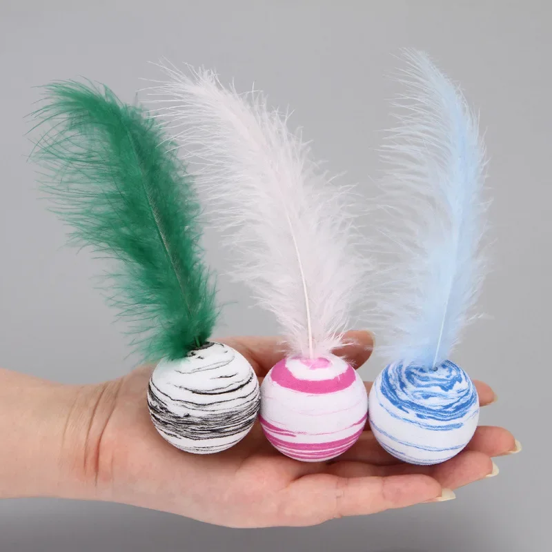 Cat Toy Ball Feather Funny Cat Toy Star Ball Plus Feather Foam Ball Throwing Toys Interactive Plush Toys Pet Supplies Katten Toy