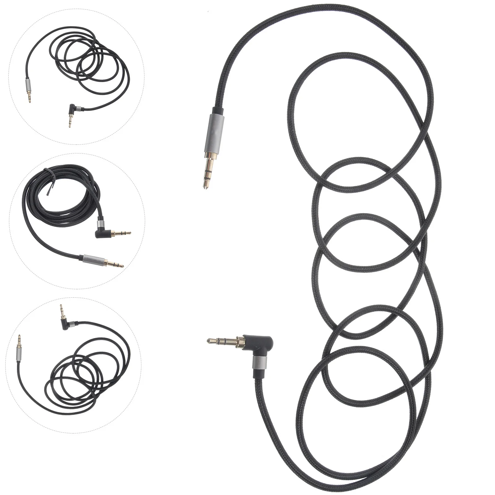 

2pcs 3.5Mm Audio Cable Male To Male Braided Short Aux Cord For Car Headphones Speakers Durable Anti Tangle 90 Degree Elbow