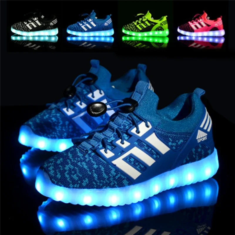 IGxx LED Light Up Shoes for Kids Best Gift USB Charging Glowing Shoes LED Kids Shoes Child Luminous Knit Sport LED Sneakers Boys