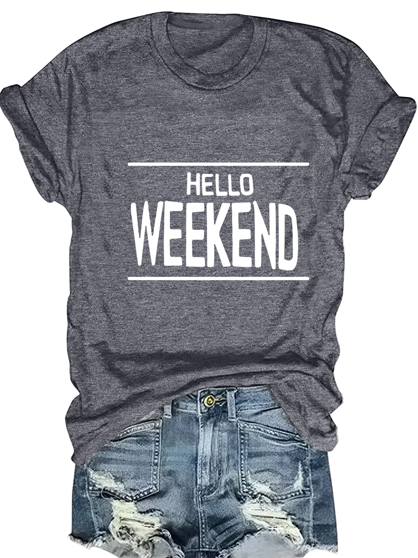 

Fashionable Letter Pattern Print round Neck Short Sleeve Top for Women Stylish Casual Graphic T-Shirt