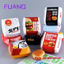 Custom  Wholesale take away Custom Promotion White Cardboard printing Disposable kitchen boxes Paper Hamburger Burger Packaging