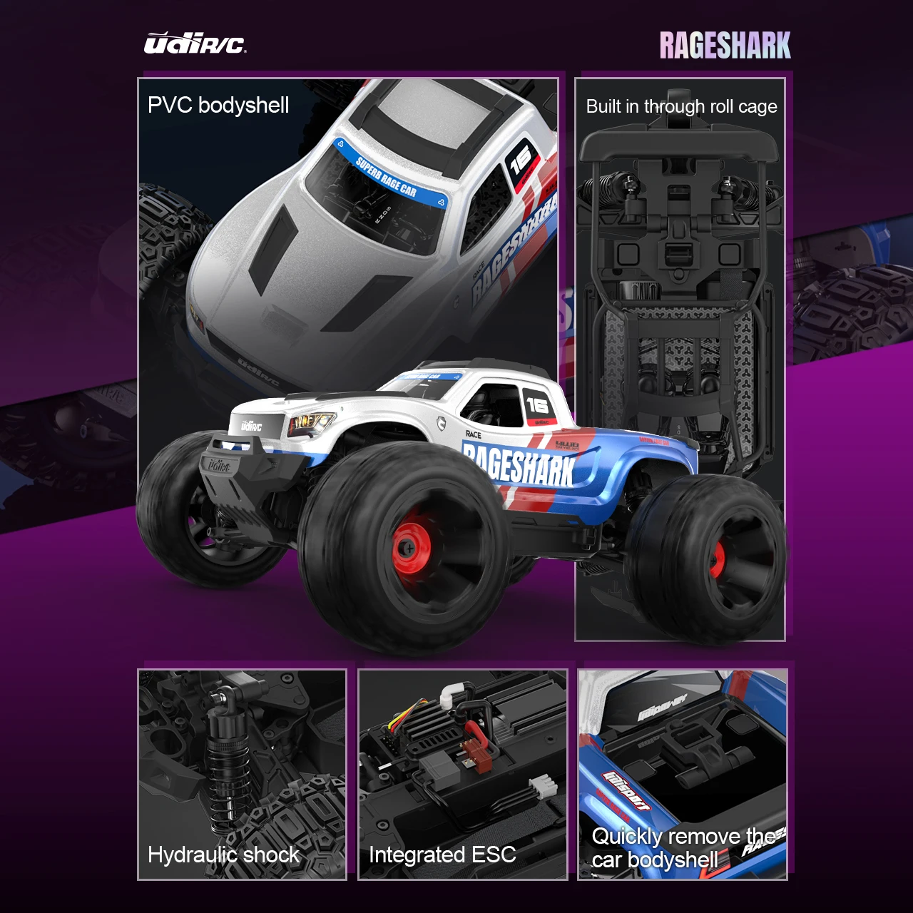 Rc Hobby Grade Truck - UDIRC UD1611 Coche Teledirigido 4x4 de