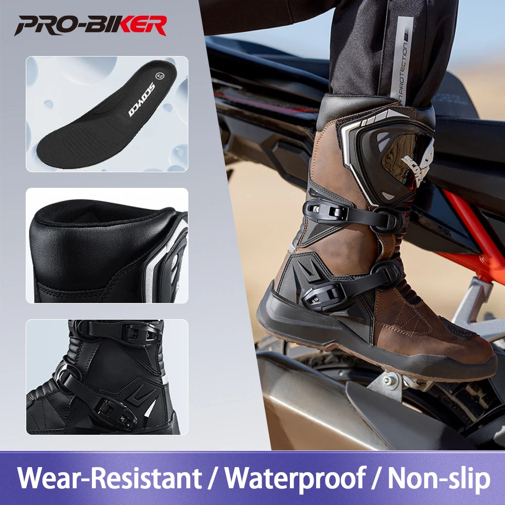 

Мотоциклетные ботинки Four Seasons, профессиональная защитная обувь для езды на мотоцикле, водонепроницаемые, нескользящие, удобные ботинки для мотокросса