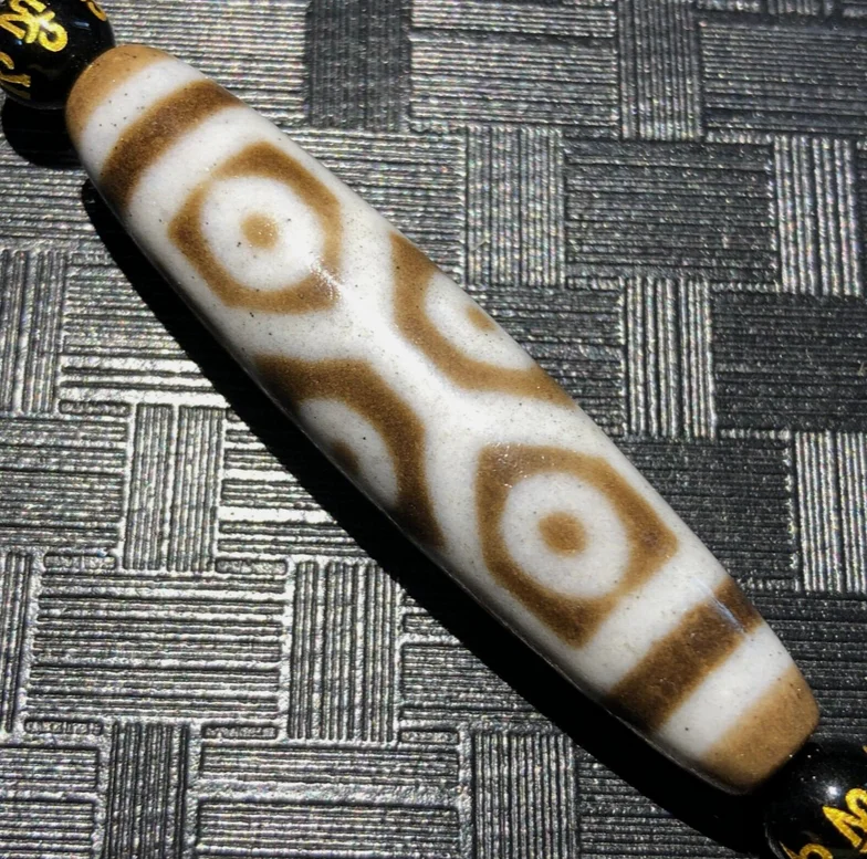 Magic Tibetan Old Agate longevity 9eye black Cinnabar Totem dZi Bead pendant