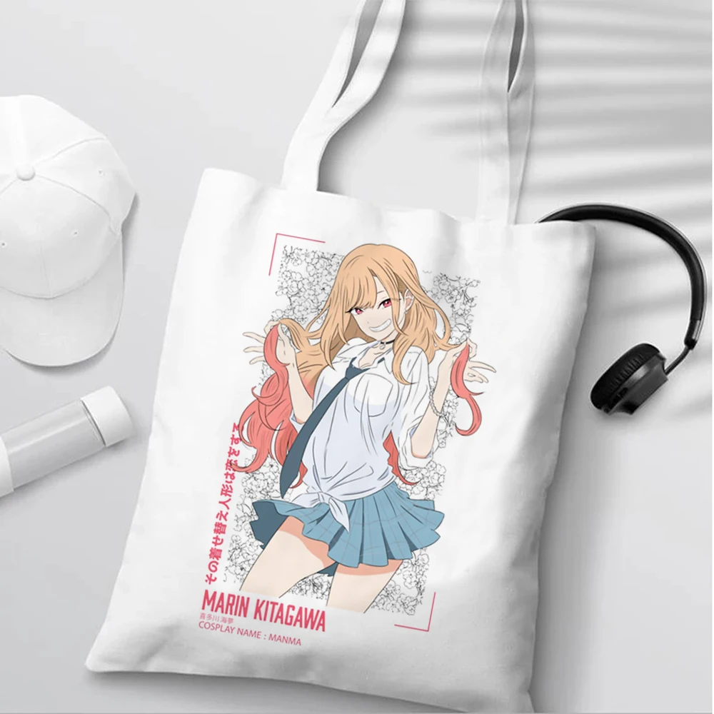 Japanese Anime Marin Kitagawa Shopping Bags Canvas Tote Bag Cartoon Eco Bag Reusable Shopping Bag Manga Handbags