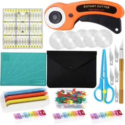 93pcs Rotary Cutter Tool Kit Including 5 Replacement Blades Cutting Mat Scissors Fabric Clips Patchwork Ruler for Sewing DIY