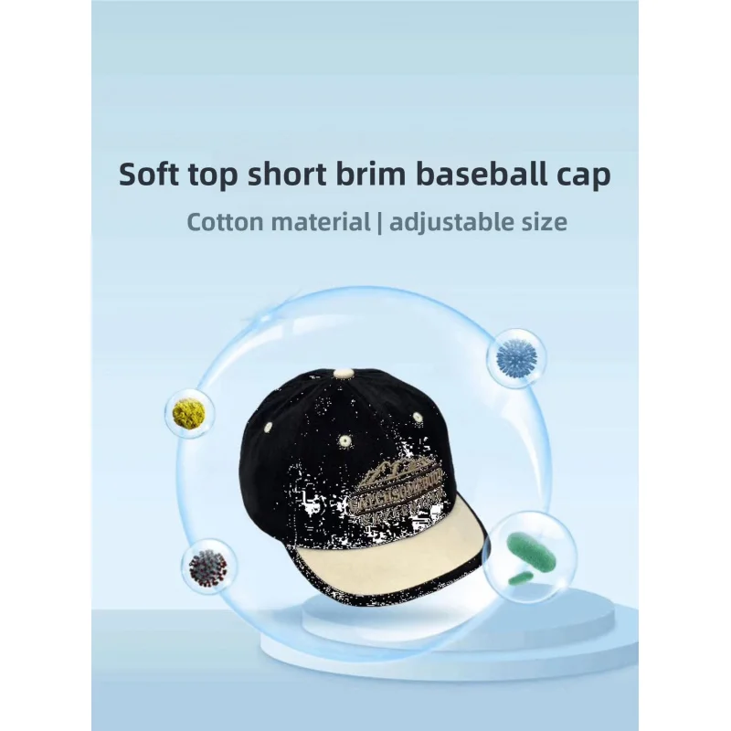 Kids Embroidered Baseball Cap Short Brim Breathable UV Protection Adjustable Comfort Baby Safe Design