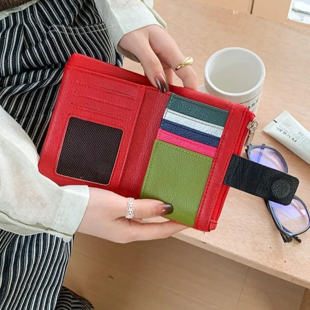 Casual Ultra Thin Two Fold Wallet Short Zipper Coin Pouch Japanese Multi-function PU Leather Card Holder Card Storage Bag