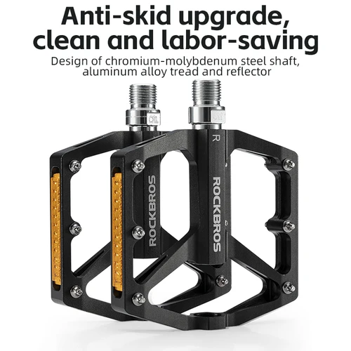 Imagen 2 del producto Pedales de bicicleta ROCKBROS, ahorran esfuerzo, aleación de aluminio, antideslizantes, rodamiento reflectante para montaña y carretera, accesorios para bicicleta