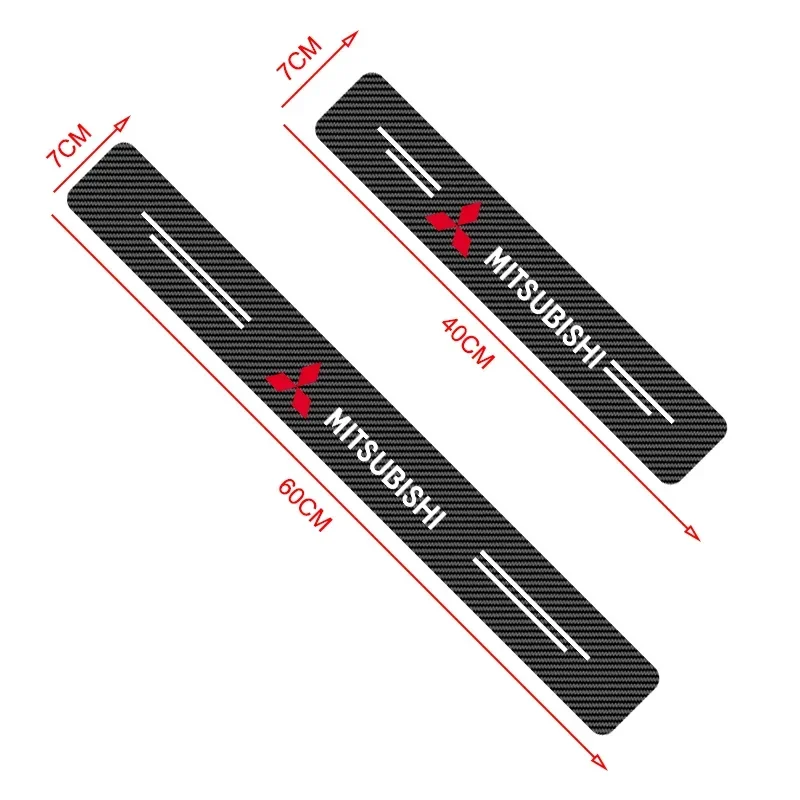 4Pcs Carbon Fiber Car Door Sill Protector Threshold Stickers For Mitsubishi Lancer Outlander Pajero ASX L200 Colt Auto Ralliart