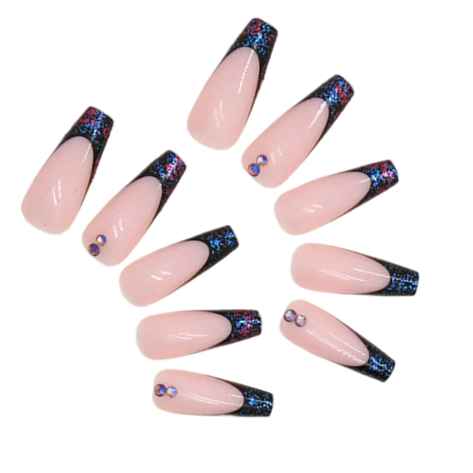 French Style Pink with Rhinestone False Nails Lightweight and Easy to Stick Fake Nail for Manicure Lovers and Beauty Bloggers