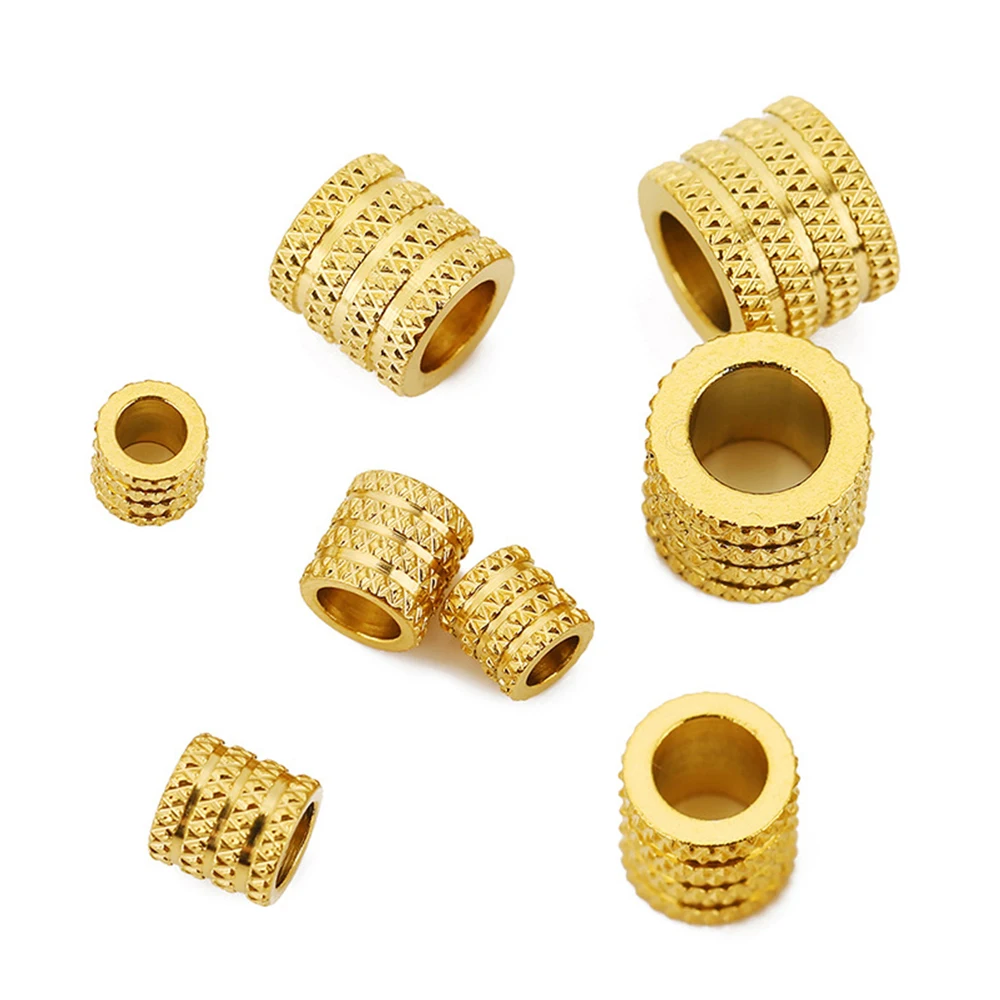 

10pcs Stainless Steel Large Hole Spacer Paracord Beads Gold Charm Pendants for DIY Bracelet Necklace Jewelry Making Supplies