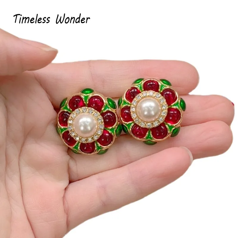 

Timeless Wonder Fancy enamel Zircon Geo glass floral Stud Earrings for Women Designer Jewelry Gift Brincos Top Mix Rare 3282