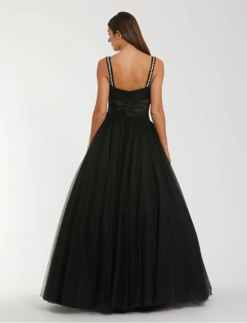 맞춤형 스파게티 스트랩 크리스탈 블랙 새틴 주름 드레스 이브닝 드레스 파티 프롬 가운 정장 드레스