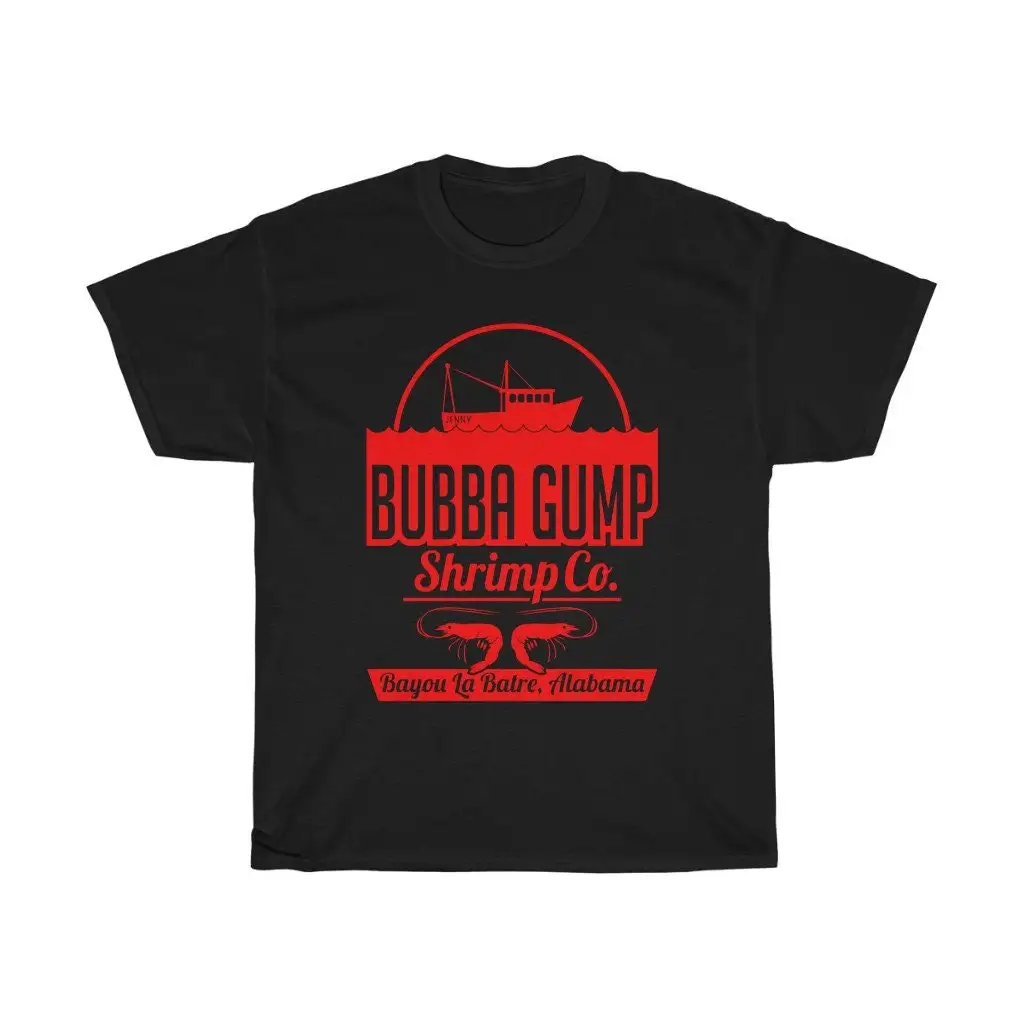 Bubba Gump Shrimp Co Forest Movie Men's White Black T Shirt Size S to 5XL