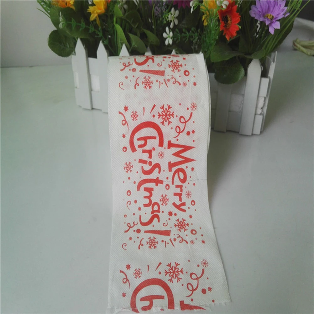 สุขสันต์วันคริสต์มาสกระดาษชำระม้วนพิมพ์ไม่ซีดจางปลอดภัยถูกสุขลักษณะนุ่มสบายใช้กระดาษทิชชูโต๊ะห้องน้ำบ้าน