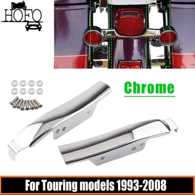 1 para czarny/chromowany wspornik tylnego błotnika motocykla panele wypełniające sakwy solidne paski dla modeli turystycznych 1993-2008 FLHRCI FLTR