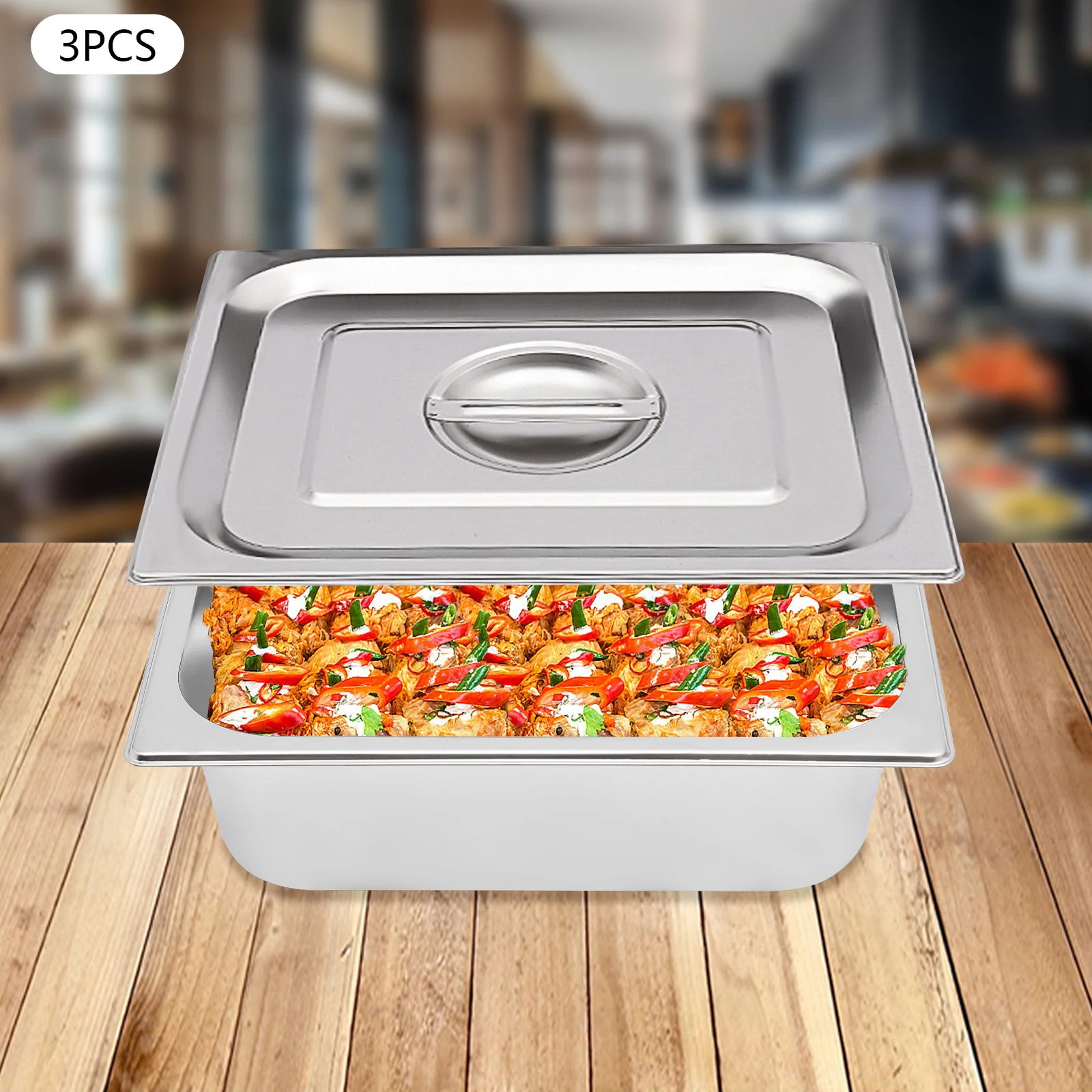 

3pcs 33*26.5*10cm Steam Table Plates Silver Rectangular Restaurant Steam Plates for Steaming Food Cakes Ice Cream Fruit