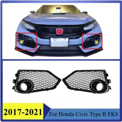 For Honda Civic Type R FK8 2017 2018 2019 2020 2021 Front Bumper Fog Light Cover Mesh Gloss Black Lamp Cover