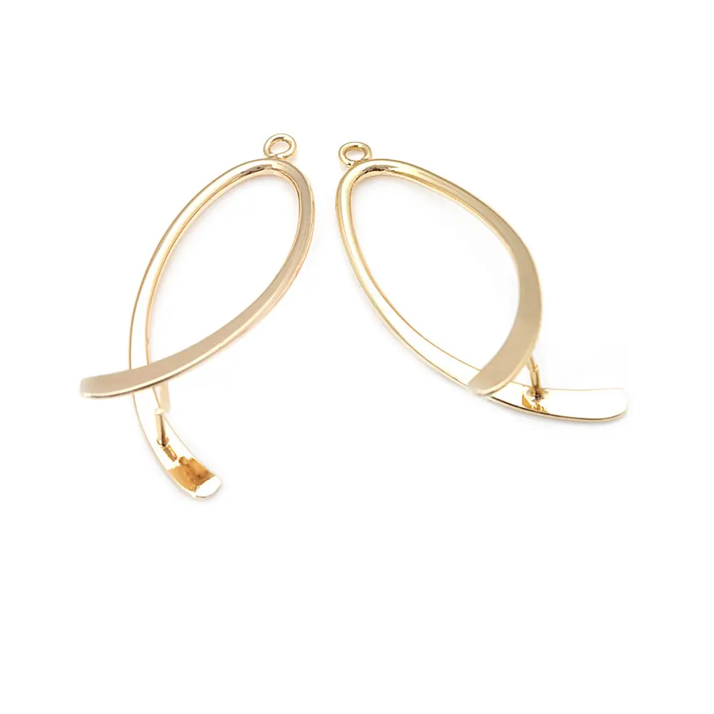 6PCS 14x38MM 24K Gold Color Brass Oval Earring Connector Charms High Quality Diy Jewelry Making Supplies Earrings Accessories