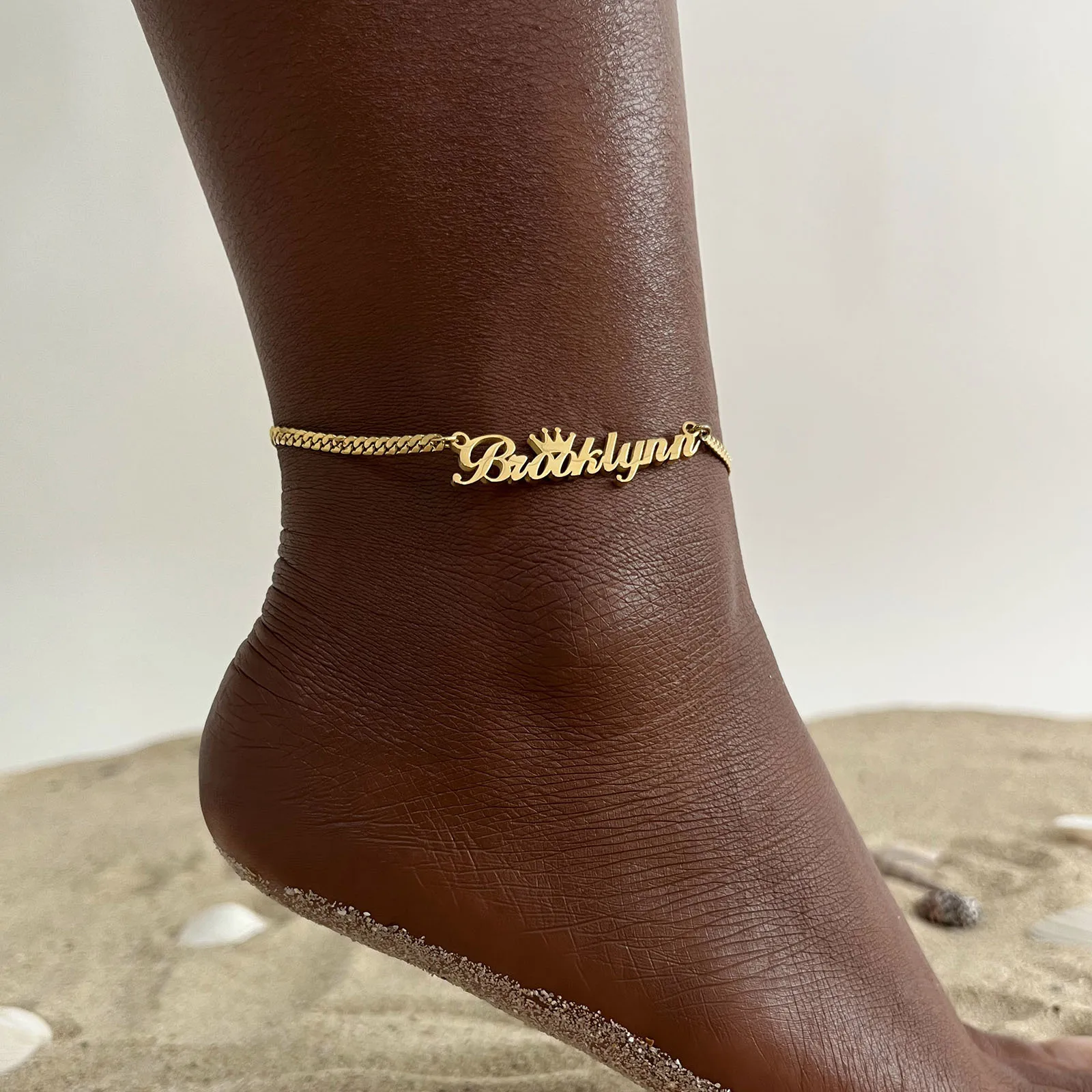 Chic Customized Personalized Name Anklets for Women, Name Chains Charm Anklet Gift To Her, Stainless Steel Nameplate Jewelry