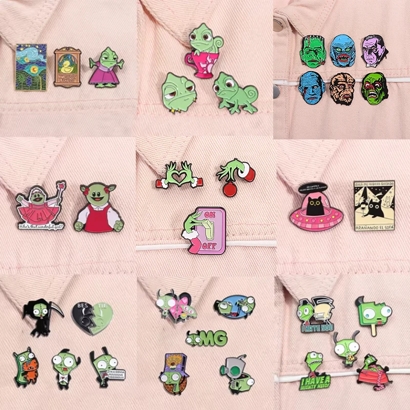 2-5 unids/set Alien Invader Zim alfileres esmaltados comedia personajes de animación de ciencia ficción broches insignia de solapa regalos de joyería para amigos