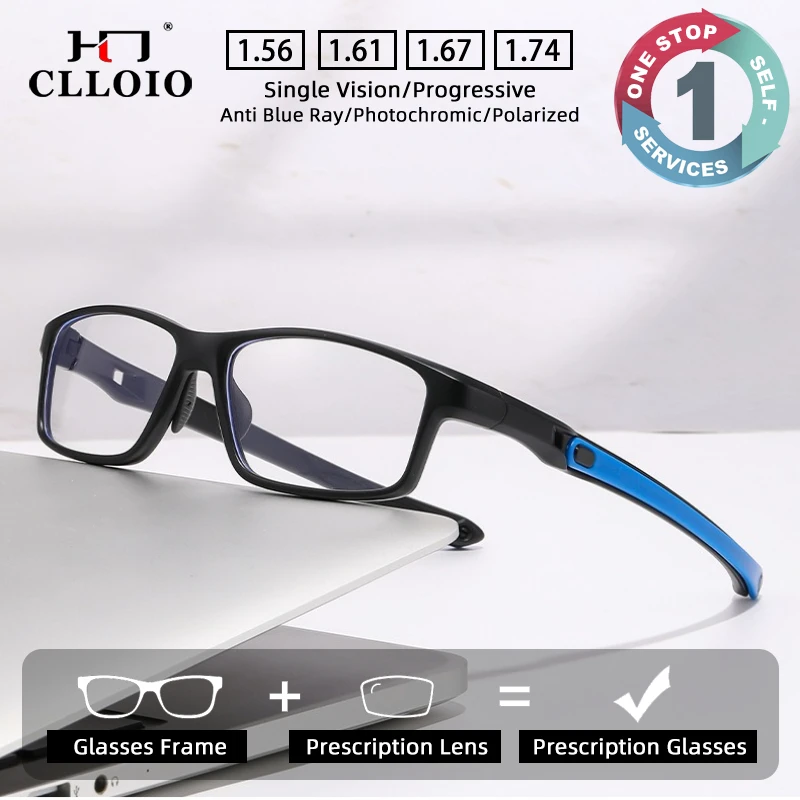 

CLLOIO Anti Falling Prescription Glasses Anti Blue Light For Tennis Outdoor Sports Myopia Glasses Progressive Reading Eyewear