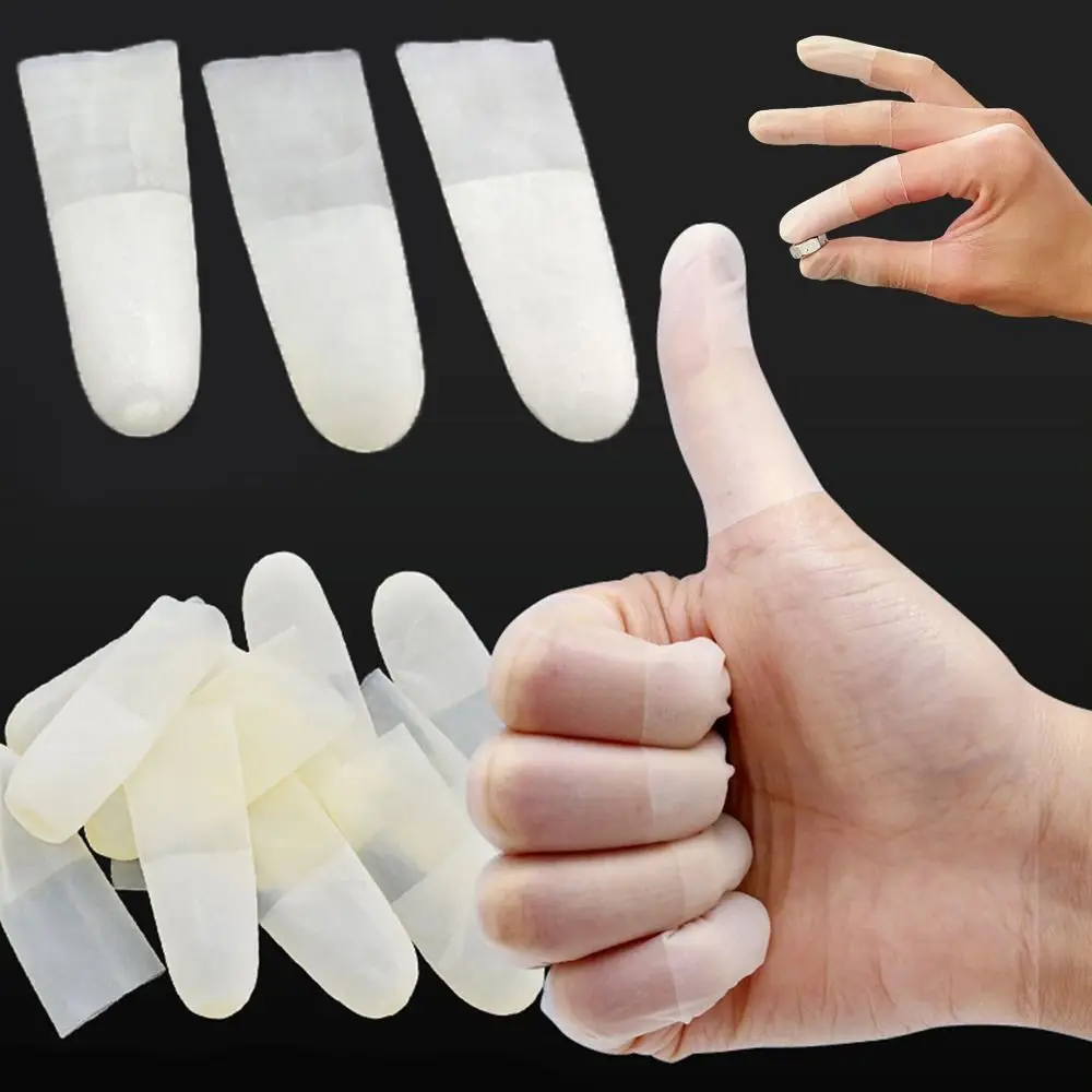 100PCS Transparent Frosting Disposable Finger Cover Latex Nail Art Tool Fingertips Protector Gloves Protector Dustless