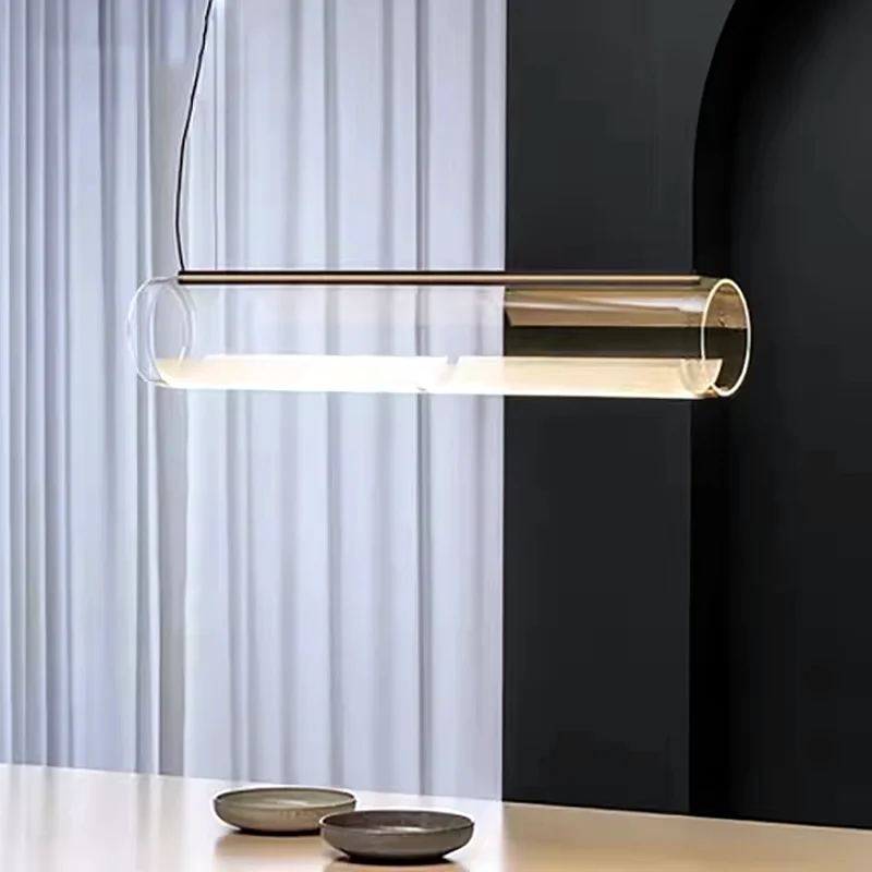 

Vibia Guise restaurant bar chandelier in Spain modern and minimalist living room staircase glass chandelier