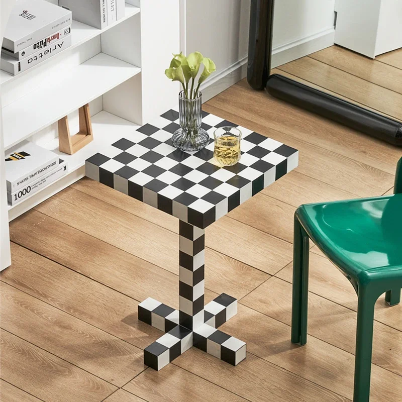 Internet celebrities ins checkerboard small square table  coffee  black and white edge table creative corner table