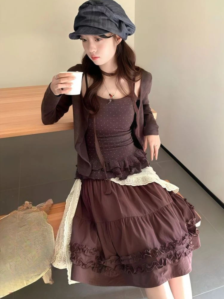 Ensemble chemisier Vintage à manches courtes pour femmes, ensemble 2 pièces rétro Y2k, haut court + gilet Slim, vêtements à la mode coréenne, printemps 2026