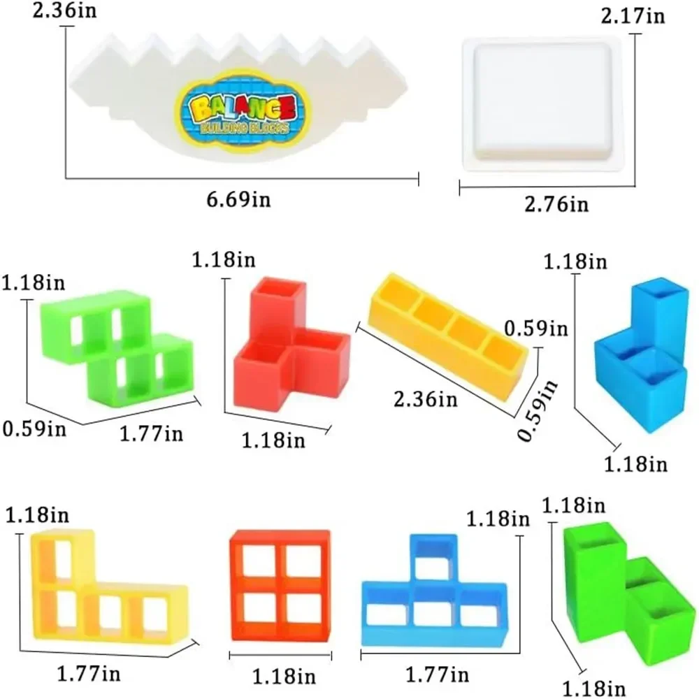 16-64 Building Block Toys Russian Building Blocks Tetra Tower Game Children Swing Balance Stacking Table Game for Kids & Adults