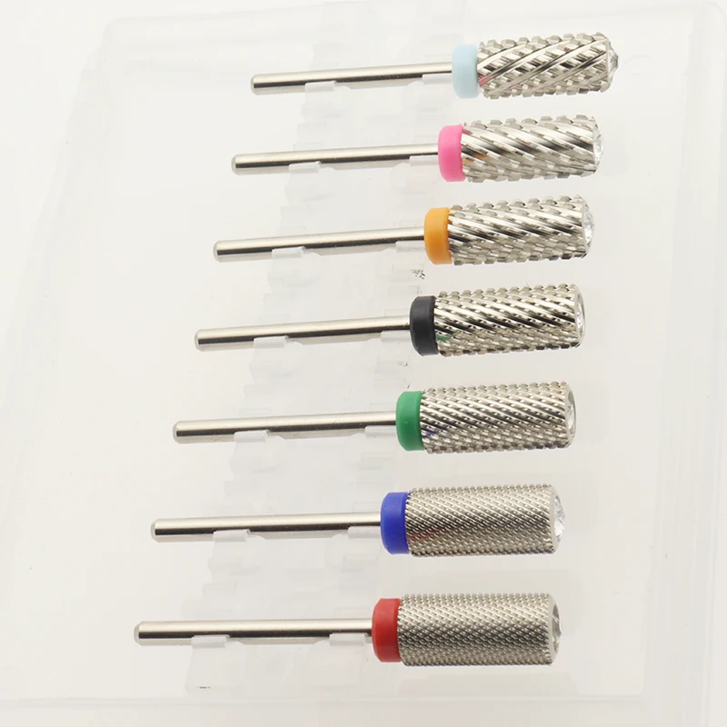 New Silver! Quality 6.5mm Diamond Big Round Top Barrel Original Tungsten Steel Carbide Manicure Nail Drill Bit File Accessories