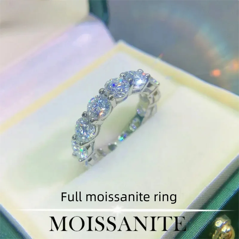 3/4/5mm D Color Moissanite Ring For Women 925 Sterling Silver with White Gold Plated Lab Diamond Engagement Wedding Band Jewelry