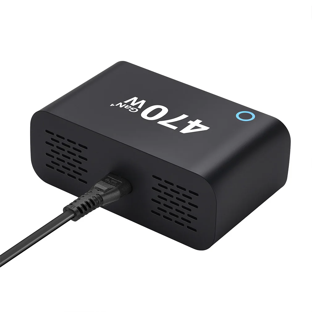 New 6-Port 4C2A Fast Charging for Phone & Tablets 470W GaN Desktop Charger With TFT Digital Display Ultra-Portable USB-C PD