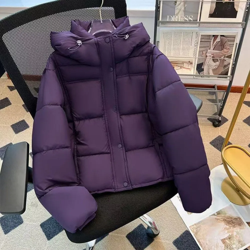 

2025 New Women Cotton Padded Jacket Winter Short Hooded Loose Cotton Coat Korean Women Parkas Coat Solid Outwear Women