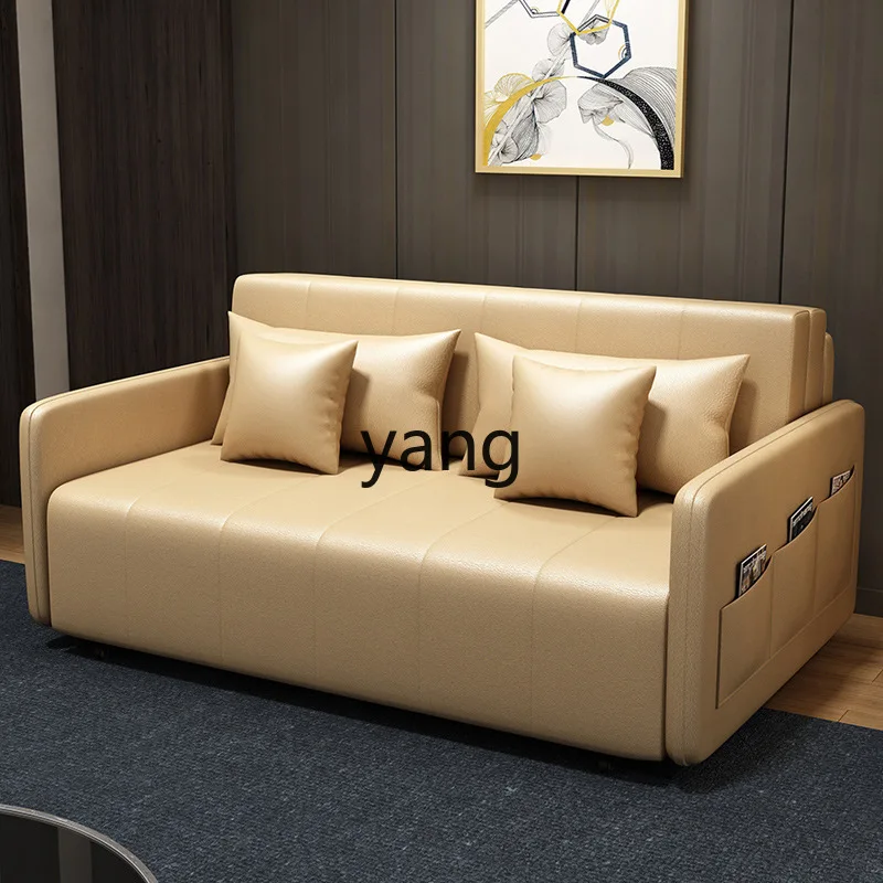 LTT Multifunctional Folding Sofa Bed Small Unit Lunch Break Bed Storage Leather Art Sofa Bed
