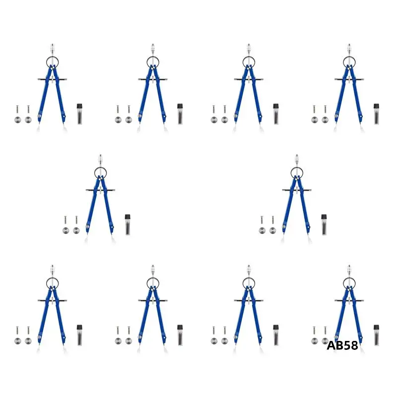 10X Professional Compass, Compass Geometry Set With Lock, Math And Precision Compass, Metal(Blue)
