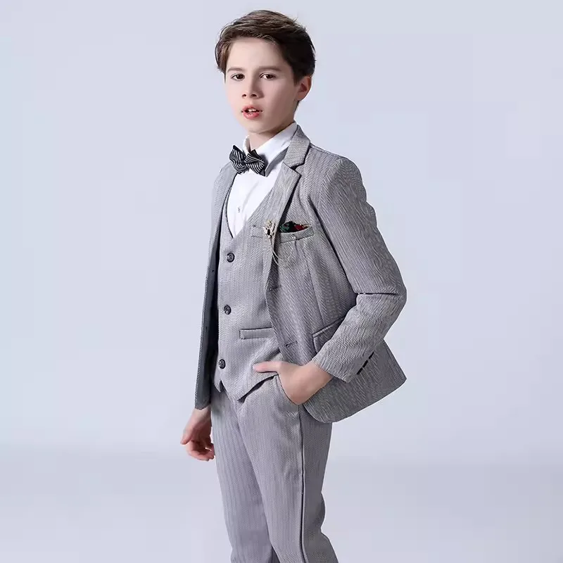 

Flower Boys Suit For Wedding Kids Jacket Vest Pants 3PCS Formal Ceremony Tuxedo Dress Children Photograph Performance Costume