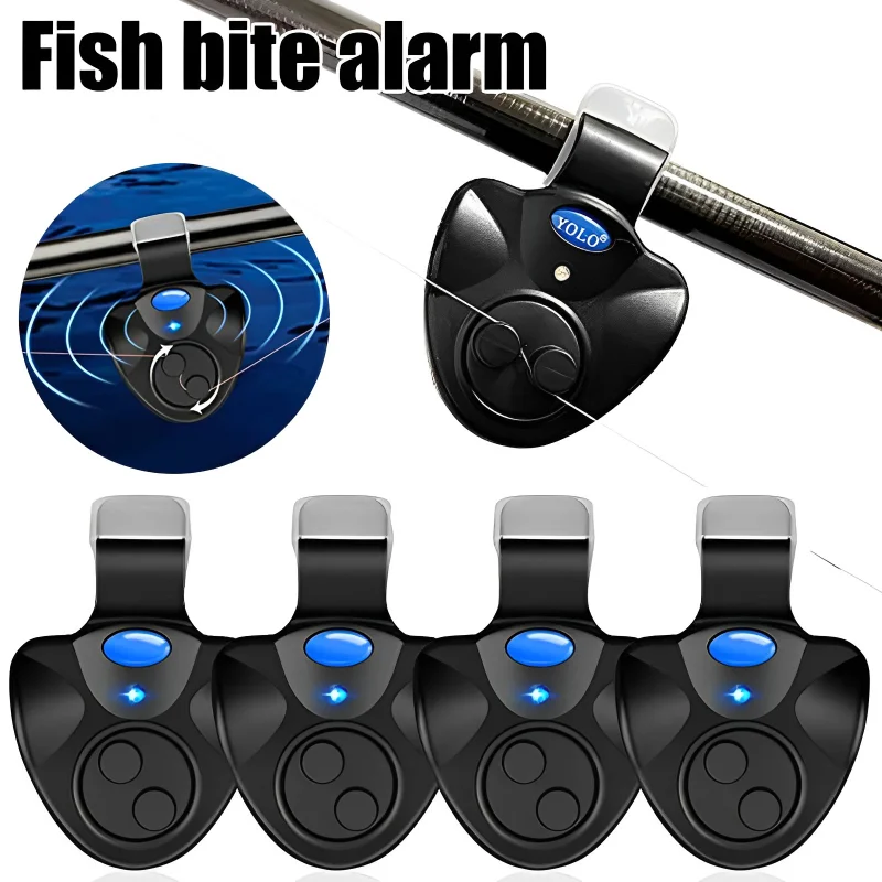 Fishing Bite Alarm Indicator Alarm Alert Bell Clip On Fishing Rod Electronic LED Light Fishing Bite Sound Alarm Alert Bell Clip