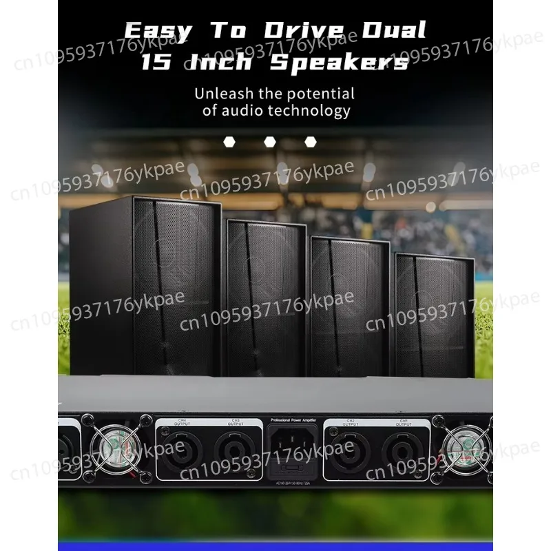 MIA-DE1300 4 * 2000W * 4Ω 1U Digital Amplifier 4 * 2000W 2-Channel Power Amplifier Stereo System Professional Audio Class D