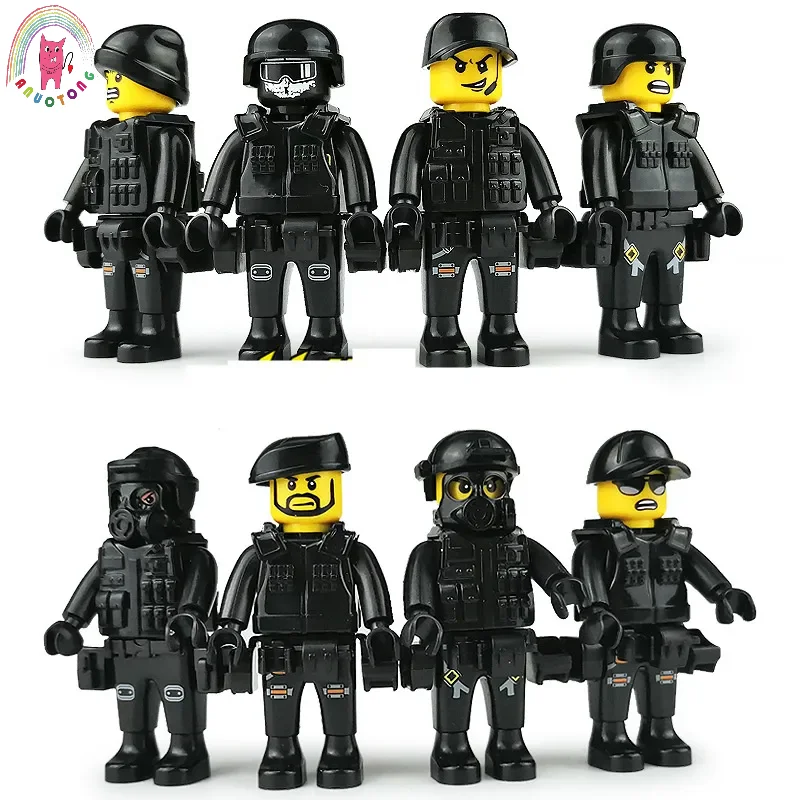 

MOC Building Blocks SWAT Police Military Figure Self-Locking Bricks For Parts Accessories Army Soldier Assemble Model Kids Toys