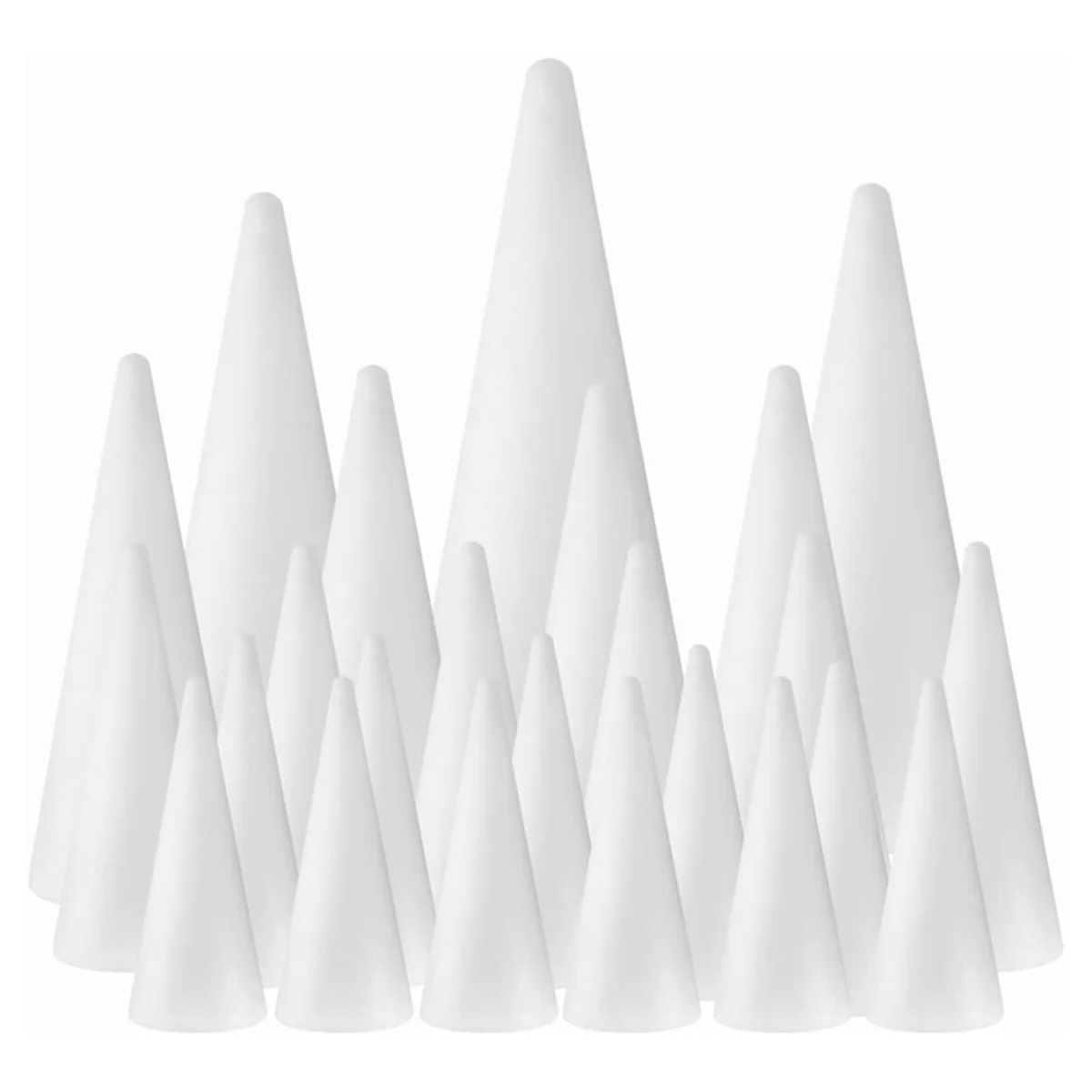 24Pack Craft Foam Cones, Foam Tree Cones, Cones Shaped Foam for Arts, Crafts, Christmas Tree, School, DIY Craft Project