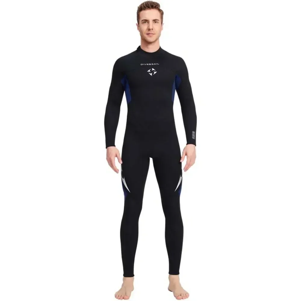 3mm Neoprene Black Splicing Wetsuit Men\'s Women\'s Long Back Zipper Surf One-piece Swimming Couple Suit Underwater Warm Suit