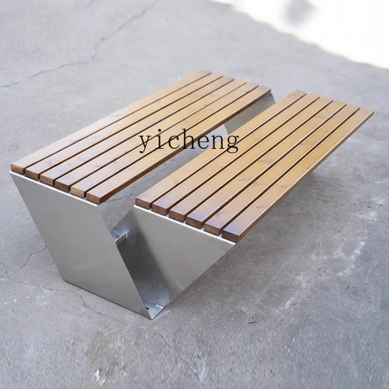 ZC outdoor park chair stainless steel bench chair wrought iron long public leisure seat