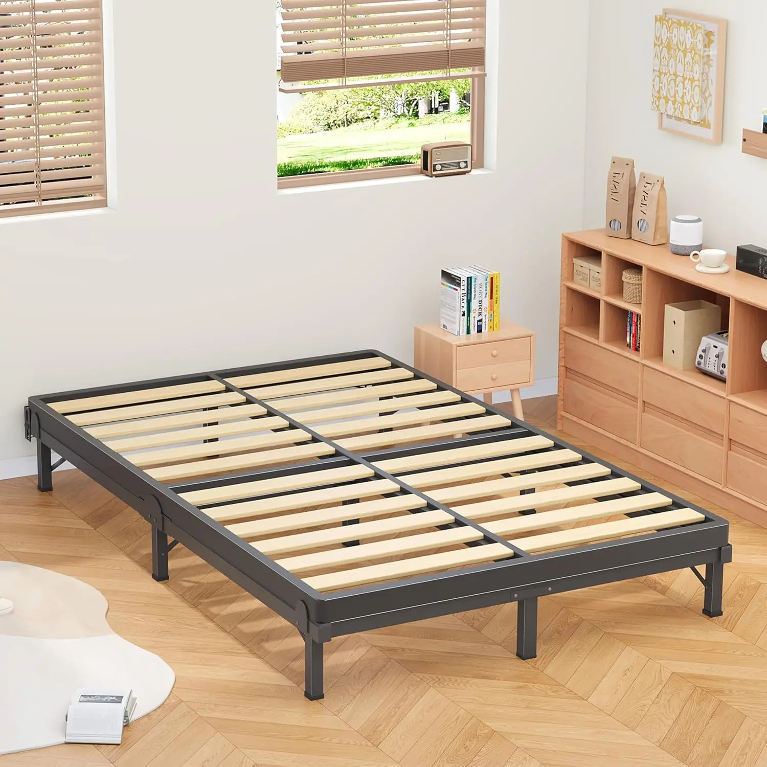 Full Size Metal Bed Frame, 8-Inch Height for Box Spring, 9-Leg Support, Basic Bed Base